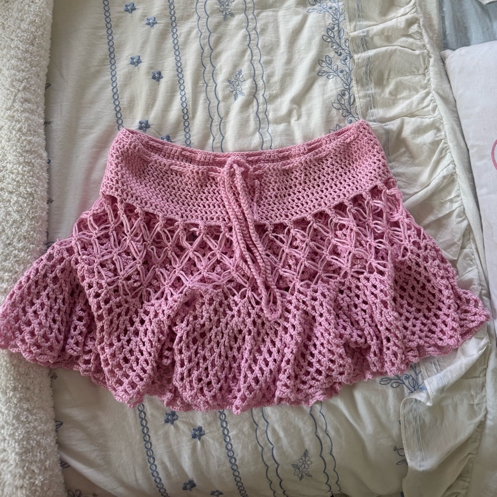 Edikted Pink Crochet Skirt